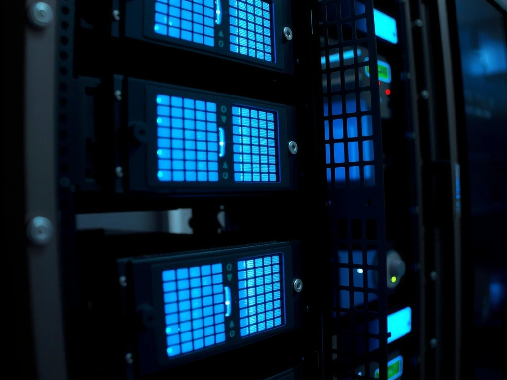 Server sicuro con illuminazione blu